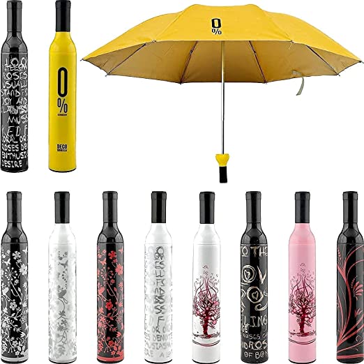 Folding Bottle Umbrella With Wine Bottle (Multicolor)
