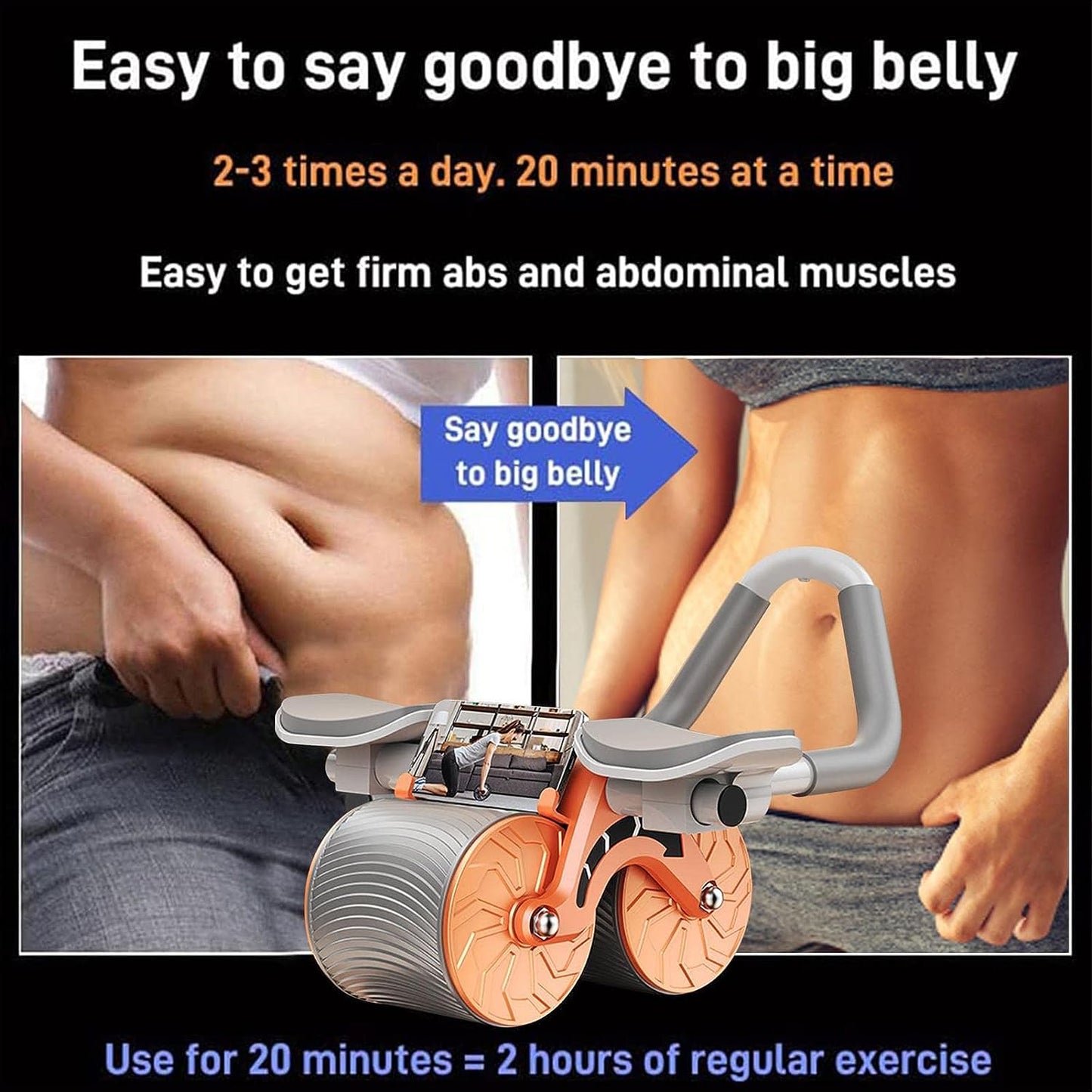 Ab Roller Wheel Exercise with Elbow Support, Automatic Rebound Abdominal Wheel, Double Wheel elbow and knee support for gym