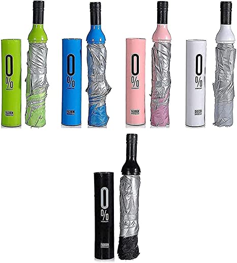 Folding Bottle Umbrella With Wine Bottle (Multicolor)