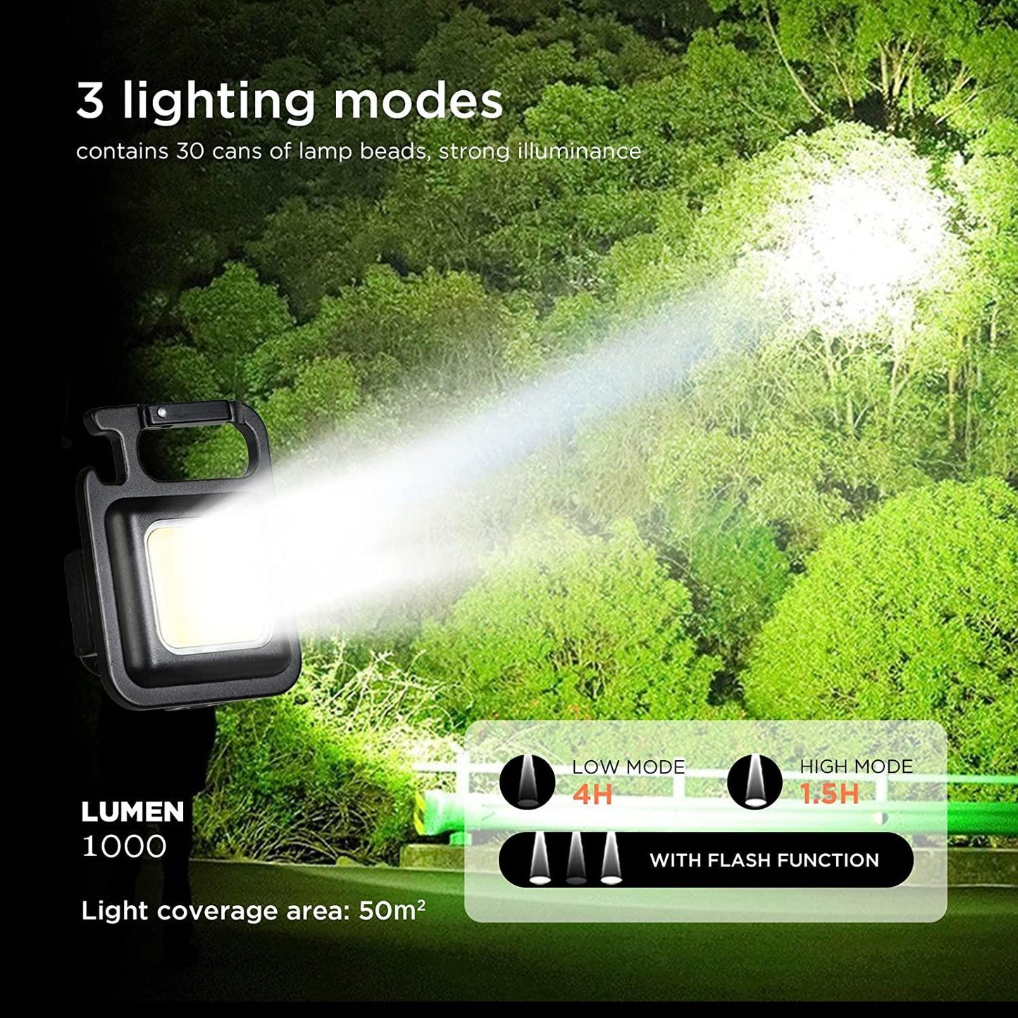 Keychain LED Light with Bottle Opener Folding Bracket Cool White with 4 Mode - SIGMA STORE