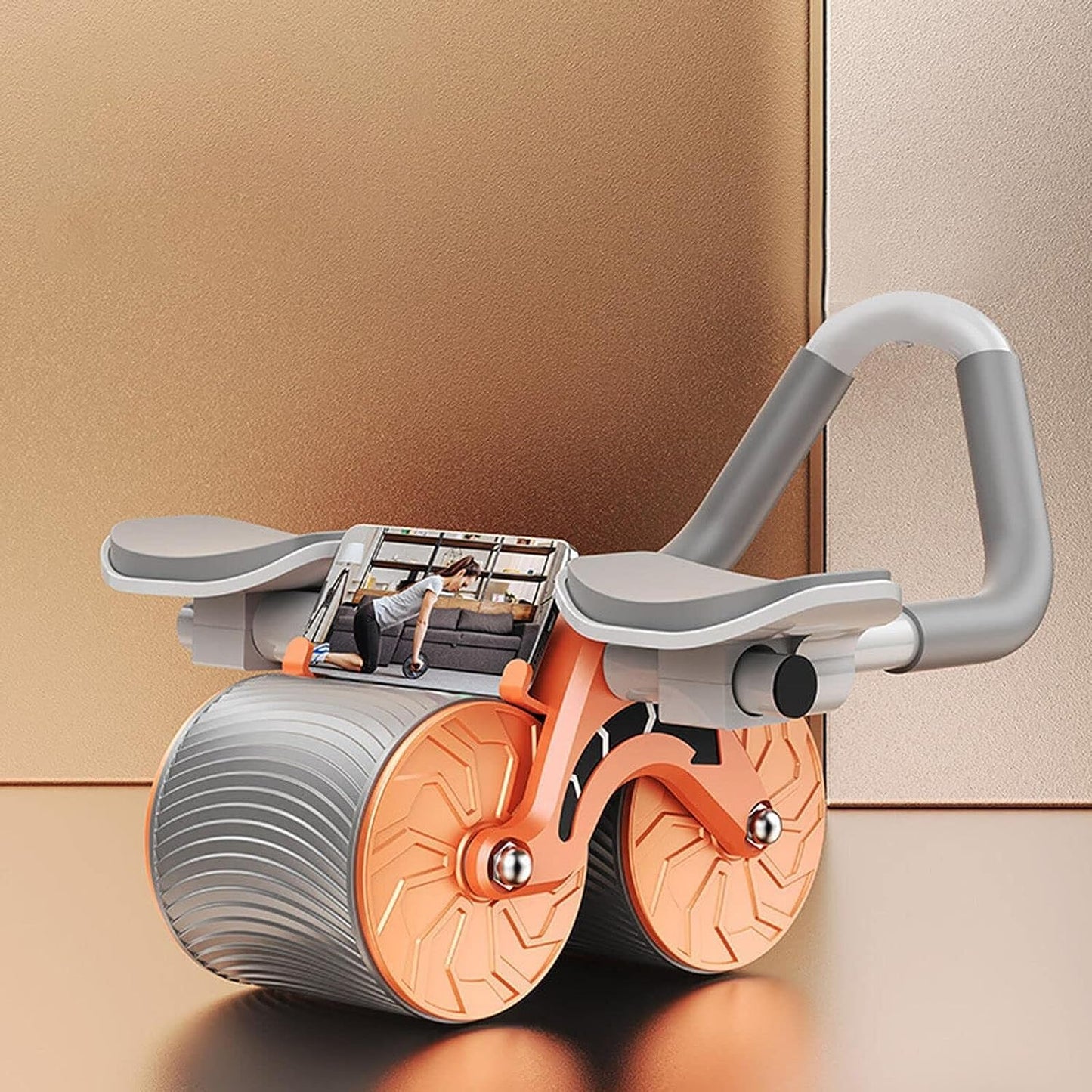 Ab Roller Wheel Exercise with Elbow Support, Automatic Rebound Abdominal Wheel, Double Wheel elbow and knee support for gym