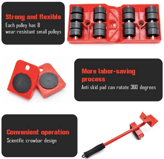 Heavy Duty Furniture Lifter Mover Tool Set, Furniture Moving Roller Wheel Set
