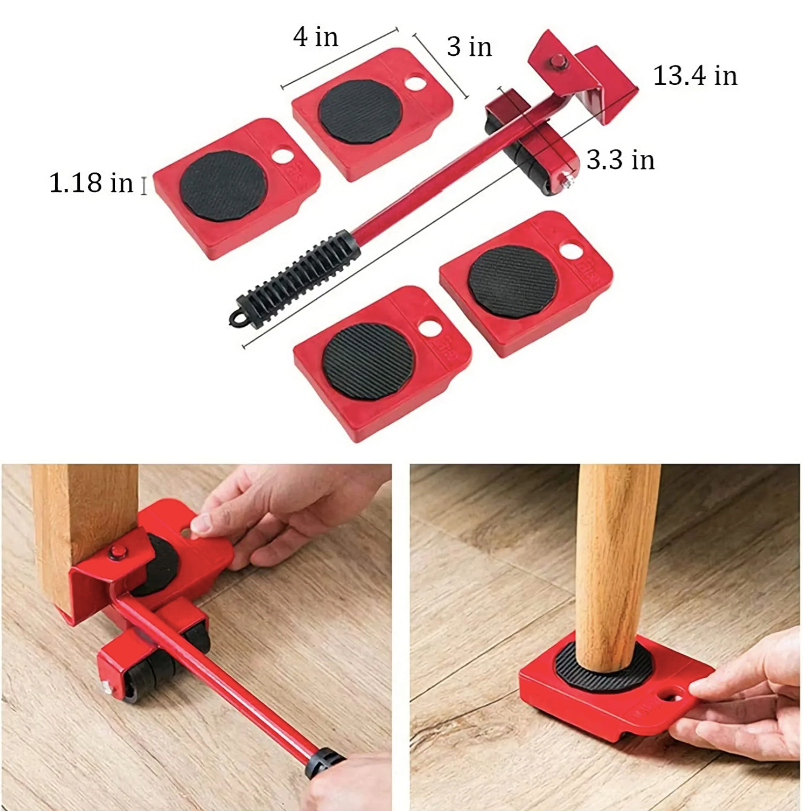 Heavy Duty Furniture Lifter Mover Tool Set, Furniture Moving Roller Wheel Set