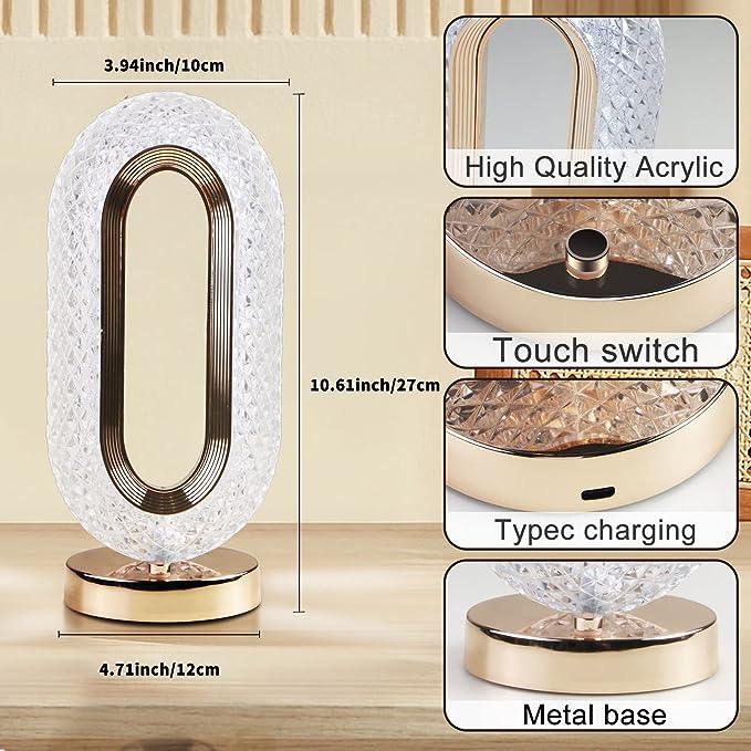 Crystal Oval Lamp with Ambient Lighting and 3 Different Colors - SIGMA STORE